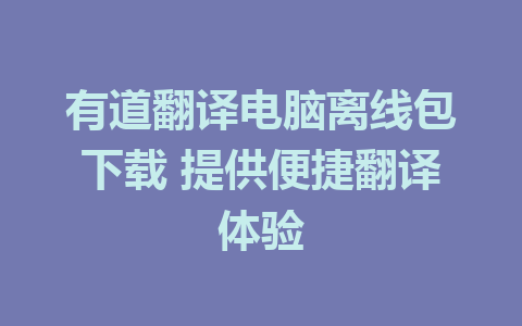 有道翻译电脑离线包下载 提供便捷翻译体验