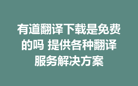 有道翻译下载是免费的吗 提供各种翻译服务解决方案