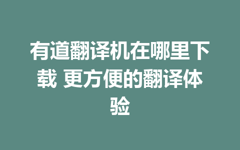 有道翻译机在哪里下载 更方便的翻译体验