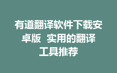 有道翻译软件下载安卓版  实用的翻译工具推荐