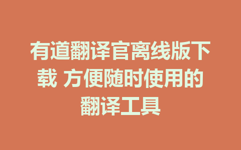 有道翻译官离线版下载 方便随时使用的翻译工具